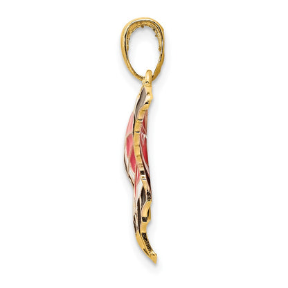 10K Pink and Black Enameled Butterfly Pendant