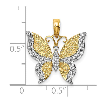 10K and White Rhodium Butterfly Charm