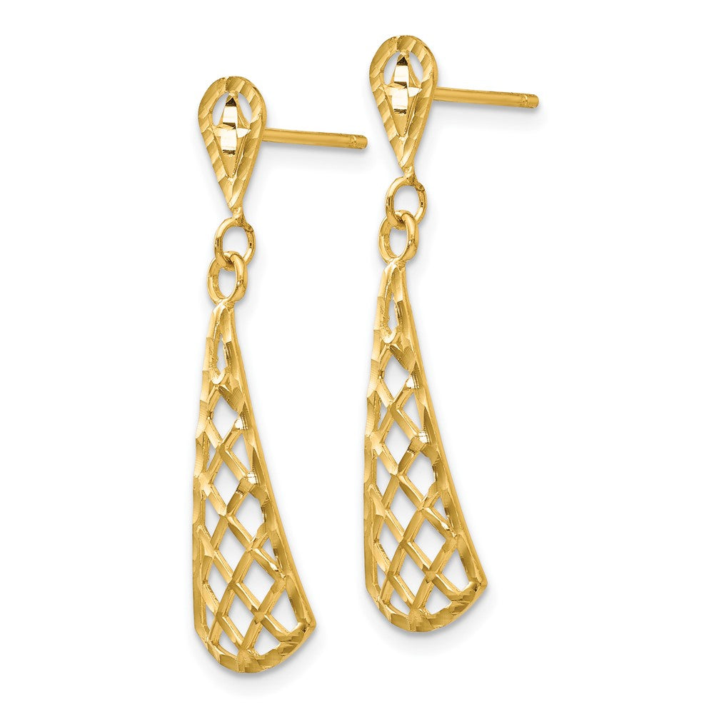 10K Diamond-cut Inverted Fan Dangle Post Earrings