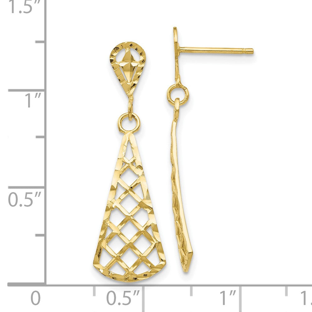 10K Diamond-cut Inverted Fan Dangle Post Earrings