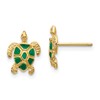 10K Green Enameled Sea Turtle Post Earrings