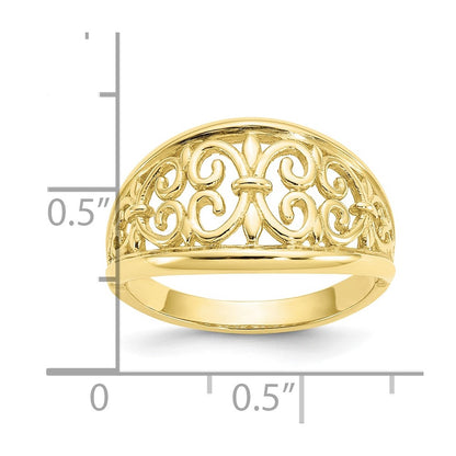 10K Fleur-De-Lis Tapered Ring