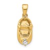 10K 3-D April/Clear Synthetic Stone Engraveable Baby Shoe Charm