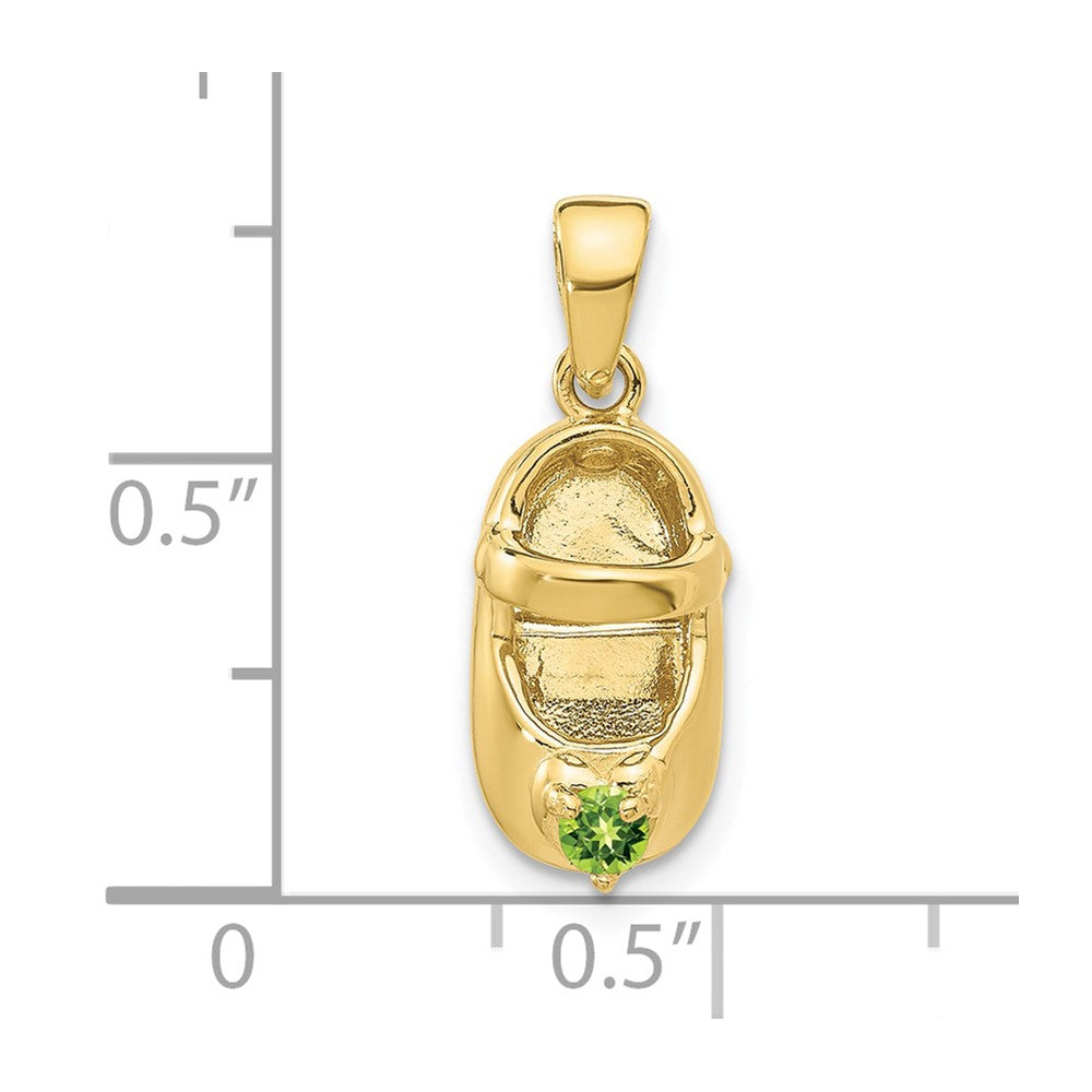 10K 3-D August/Synthetic Stone Engraveable Baby Shoe Charm