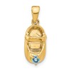 10K 3-D December/Light Blue Synthetic Stone Engraveable Baby Shoe Charm