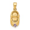 10K 3-D June/Lavender Synthetic Stone Engraveable Baby Shoe Charm