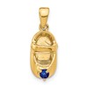 10K 3-D September/Blue Synthetic Stone Engraveable Baby Shoe Charm