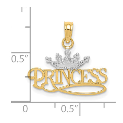 10k and White Rhodium PRINCESS with Crown Charm