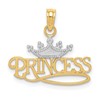10k and White Rhodium PRINCESS with Crown Charm