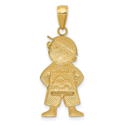 10k and White Rhodium Boy with Hands in Pockets Pendant