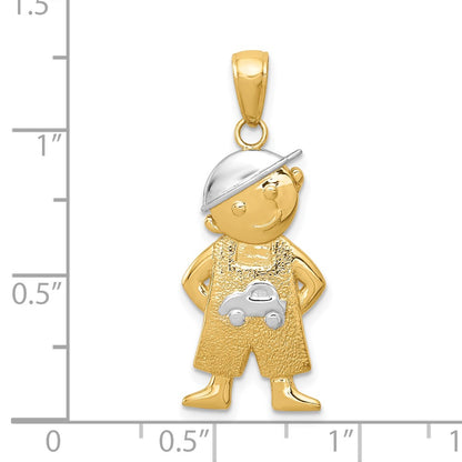 10k and White Rhodium Boy with Hands in Pockets Pendant