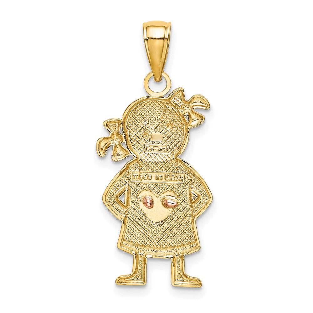 10k Yellow and Rose Gold with White Rhodium Girl Pendant