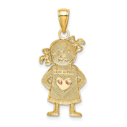 10k Yellow and Rose Gold with White Rhodium Girl Pendant