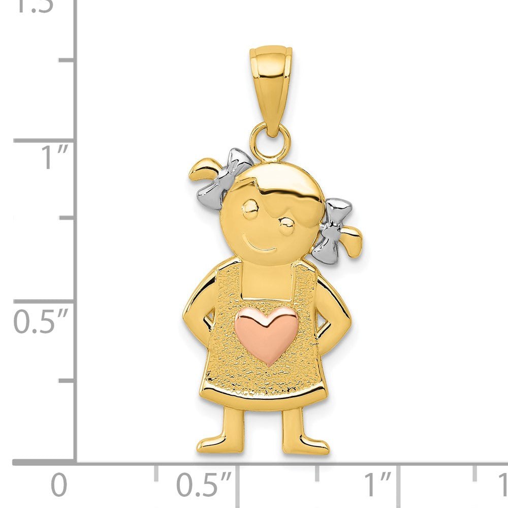 10k Yellow and Rose Gold with White Rhodium Girl Pendant