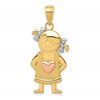 10k Yellow and Rose Gold with White Rhodium Girl Pendant