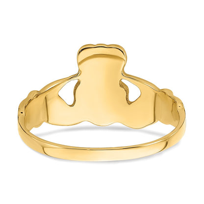 10k Polished Mens Claddagh Ring