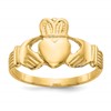 10k Polished Mens Claddagh Ring