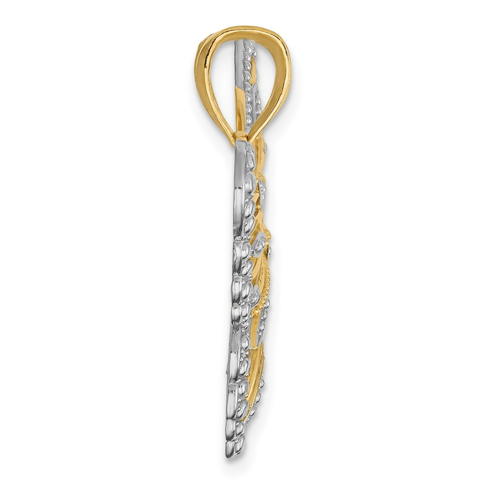 10K and White Rhodium Large Butterfly Pendant
