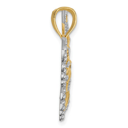 10K and White Rhodium Large Butterfly Pendant