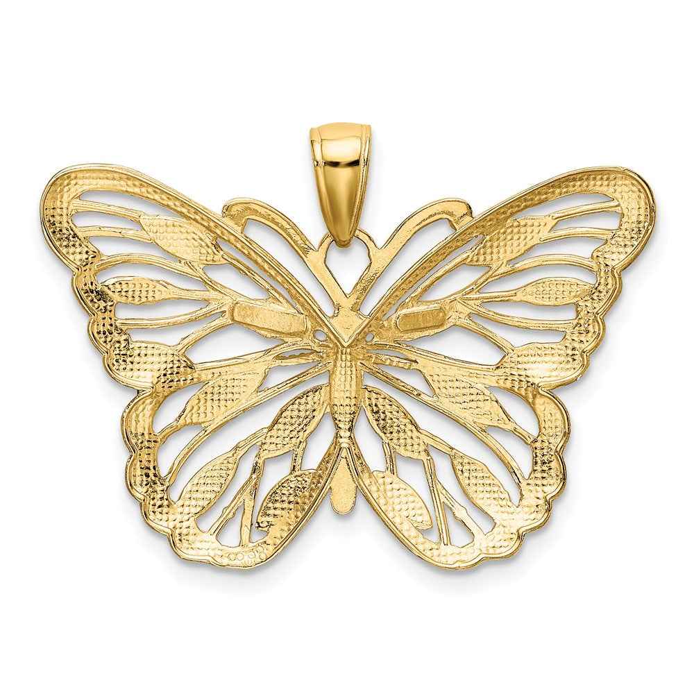 10K and White Rhodium Large Butterfly Pendant