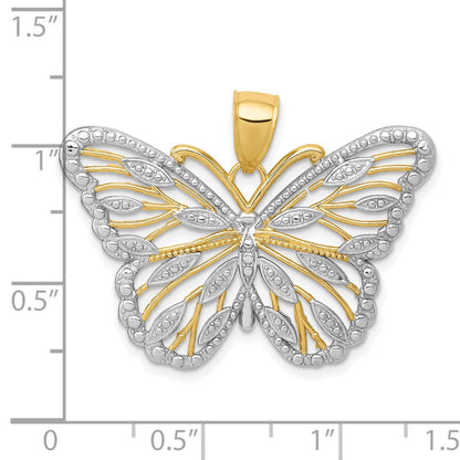10K and White Rhodium Large Butterfly Pendant