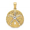 10k Two-Tone Cut-out Large Sand Dollar with Starfish Pendant
