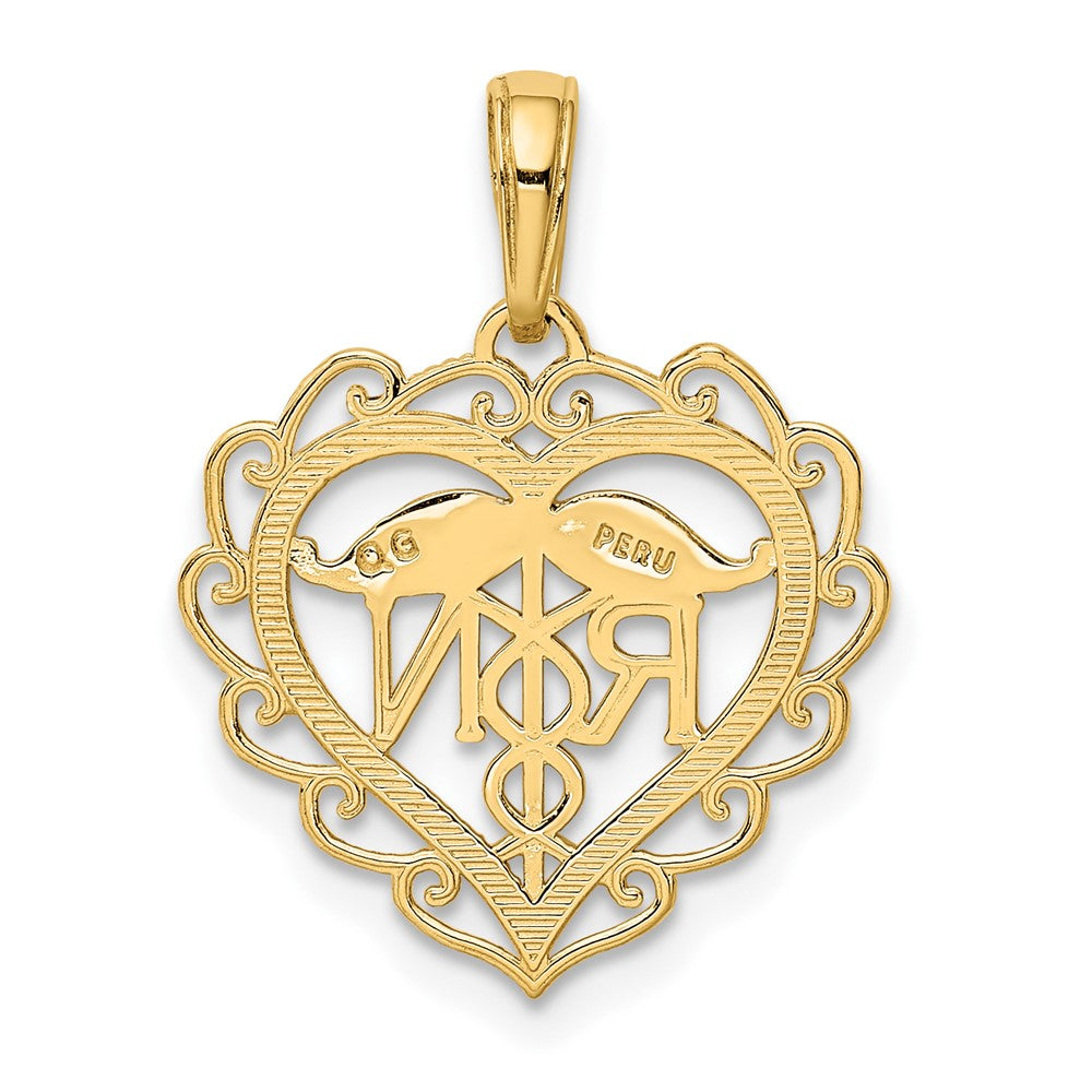10k Registered Nurse RN Heart Pendant