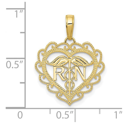 10k Registered Nurse RN Heart Pendant