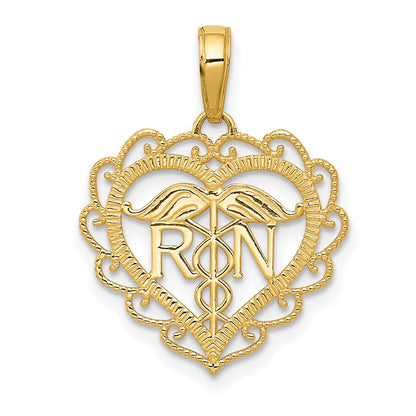 10k Registered Nurse RN Heart Pendant