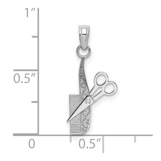 10k White Gold Comb and Scissors Charm