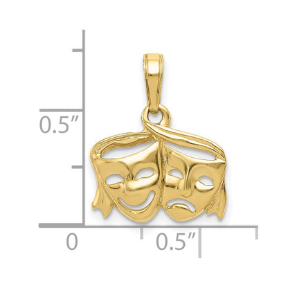 10k Polished Open-Backed Comedy/Tragedy Pendant