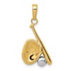 10K and White Rhodium Baseball/Bat/Glove Pendant