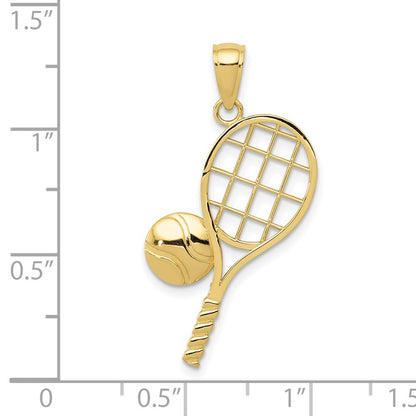 10k Diamond-Cut Tennis Racquet and Ball Charm
