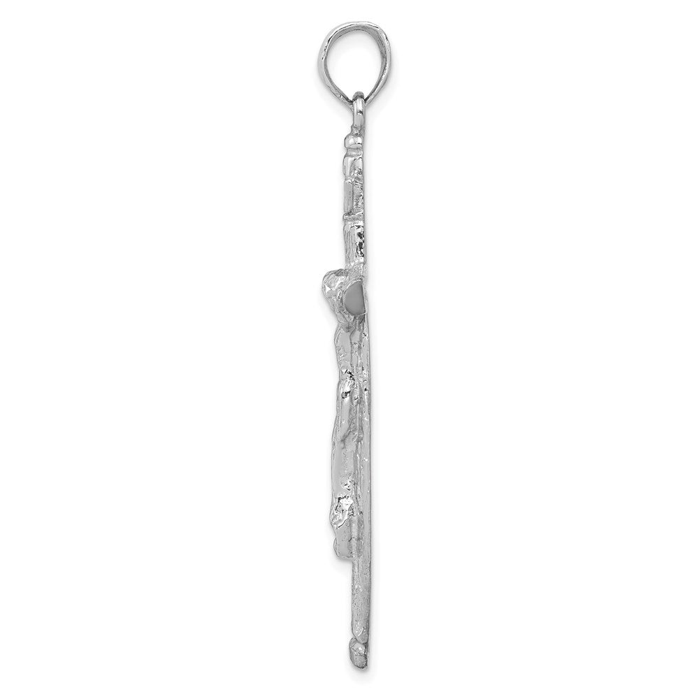 10k White Gold Large INRI Crucifix Pendant