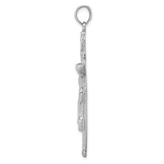 10k White Gold Large INRI Crucifix Pendant
