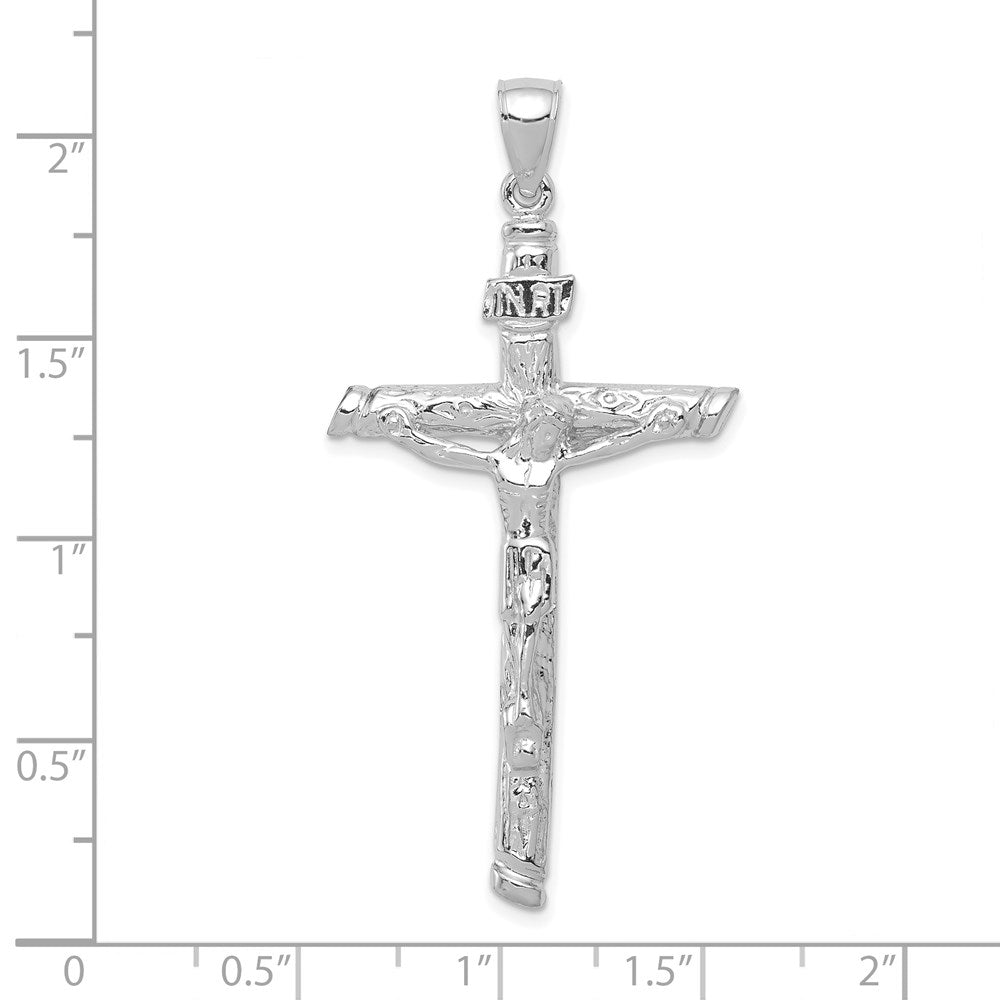 10k White Gold Large INRI Crucifix Pendant