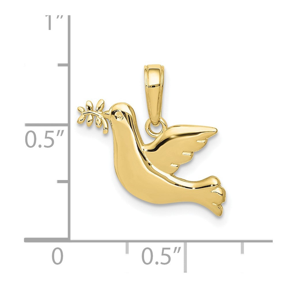 10k Polished Dove with Olive Branch Charm