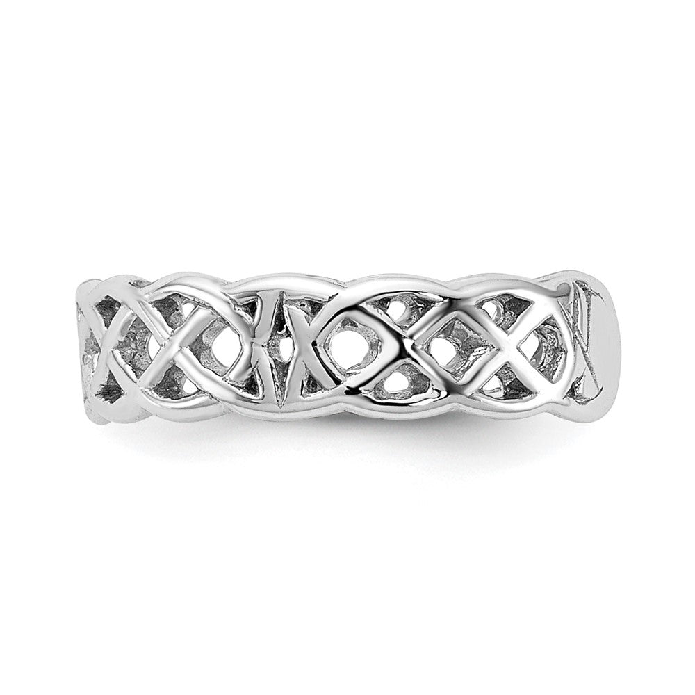 10K White Gold Polished Celtic Knot Design Toe Ring