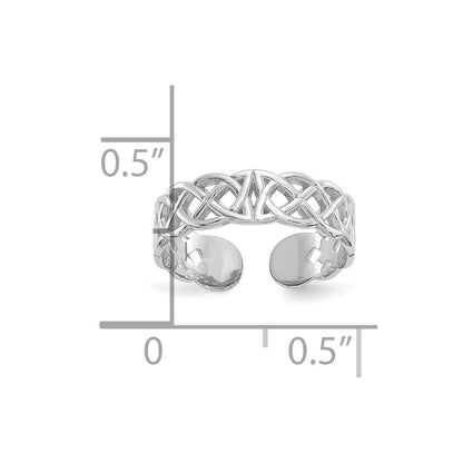 10K White Gold Polished Celtic Knot Design Toe Ring