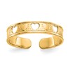 10k Polished with Cut-out Hearts Toe Ring
