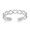 10k White Gold Polished Cut-out Hearts Toe Ring