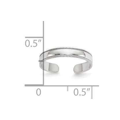 10k White Gold Polished 3mm Milgrain Adjustable Toe Ring
