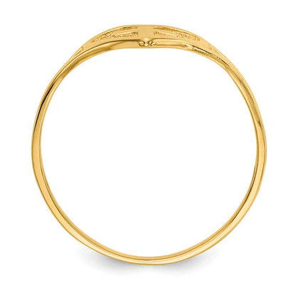 10k Polished Cross in Heart Ring