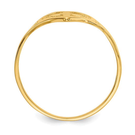 10k Polished Cross in Heart Ring