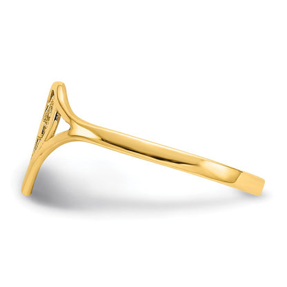 10k Polished Cross in Heart Ring