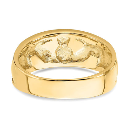 10K Polished Ladies Claddagh Band