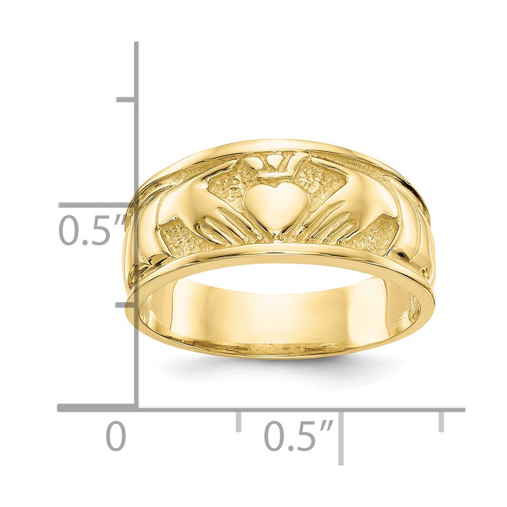 10K Polished Ladies Claddagh Band