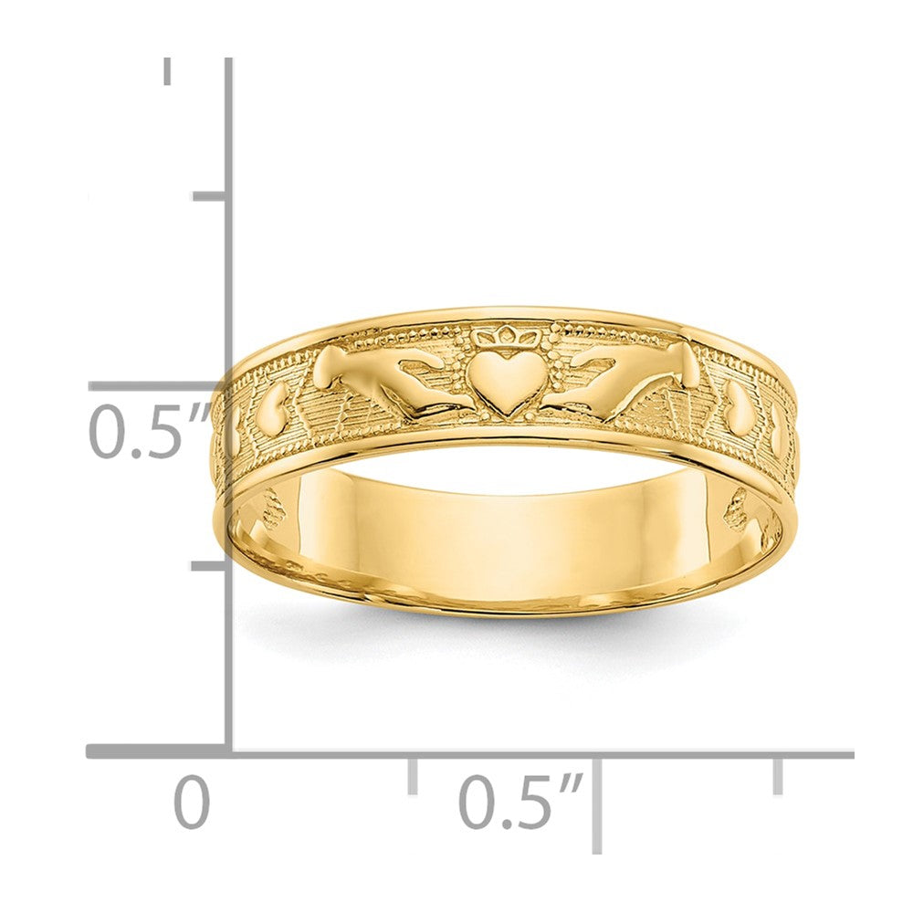 10K Polished Ladies Claddagh Band