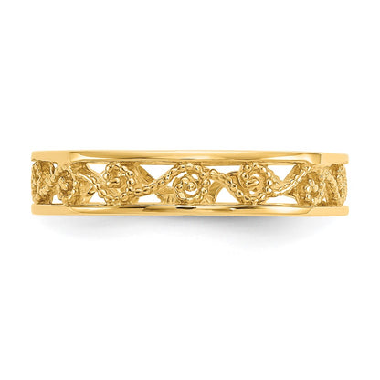 10K Polished Textured Filigree Band