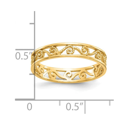 10K Polished Textured Filigree Band
